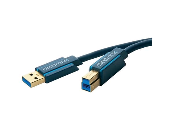 ClickTronic 0,5m USB3.0 A - B m/m, 0,5 m, USB A, USB B, USB 3.2 Gen 1 (3.1 Gen 1), Hanstik/Hanstik, Blå