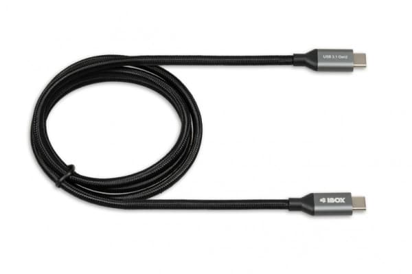 iBOX - USB-kabel - 24 pin USB-C (hane) till 24 pin USB-C (hane) - USB 3.1 Gen 2 - 5 A - 1 m - svart