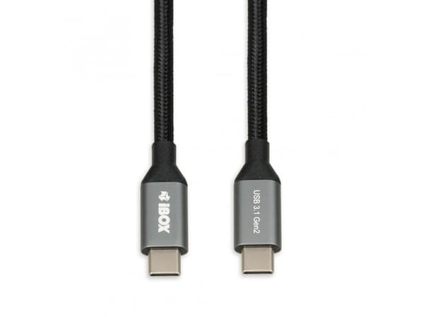 iBOX - USB-kabel - 24 pin USB-C (hane) till 24 pin USB-C (hane) - USB 3.1 Gen 2 - 5 A - 1 m - svart