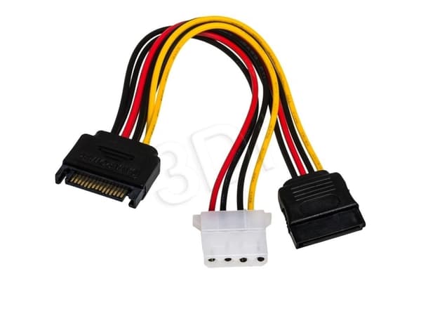 Akyga - Strømadapter - SATA-strøm (hann) til SATA-strøm, 4-pin intern strøm (hunn) - 15 cm