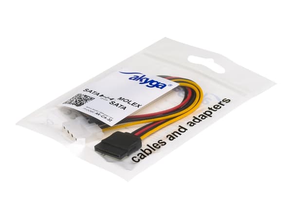 Akyga - Strømadapter - SATA-strøm (hann) til SATA-strøm, 4-pin intern strøm (hunn) - 15 cm