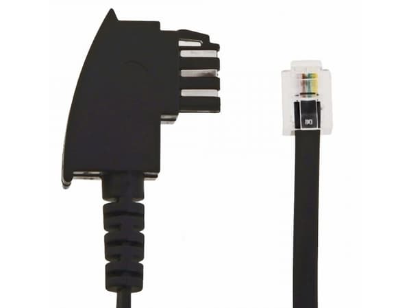Helos 014087, 20 m, RJ-11, TAE (F), Svart, 1 styck
