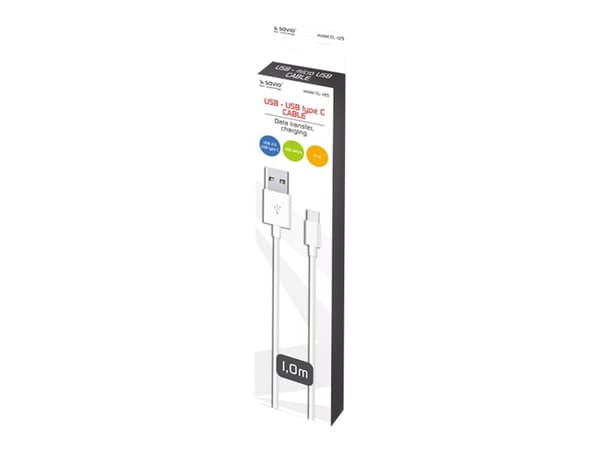 SAVIO CL-125 - USB-kabel - 24-stifts USB-C (hane) till USB (hane) - USB 2.0 - 2,1 A - 1 m - vit