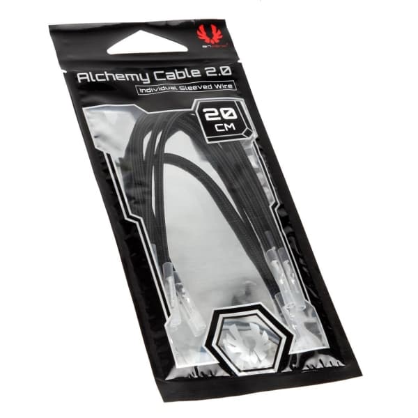 BitFenix Alchemy 2.0 - Strömkabel - 20 cm - formpressad, tvinnad - svart (paket om 5)