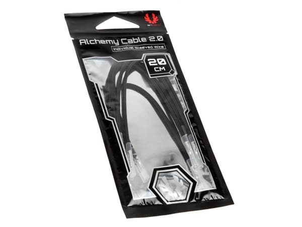 BitFenix Alchemy 2.0 - Strömkabel - 20 cm - formpressad, tvinnad - svart (paket om 5)