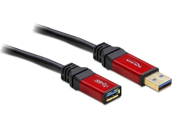 Delock Premium - USB-förlängningskabel - USB typ A (hane) till USB typ A (hona) - USB 3.0 - 1 m - svart