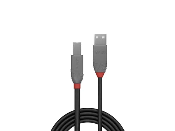 Lindy 36677, 10 m, USB A, USB B, USB 2.0, 0,48 Gbit/s, Svart, Grå, Röd