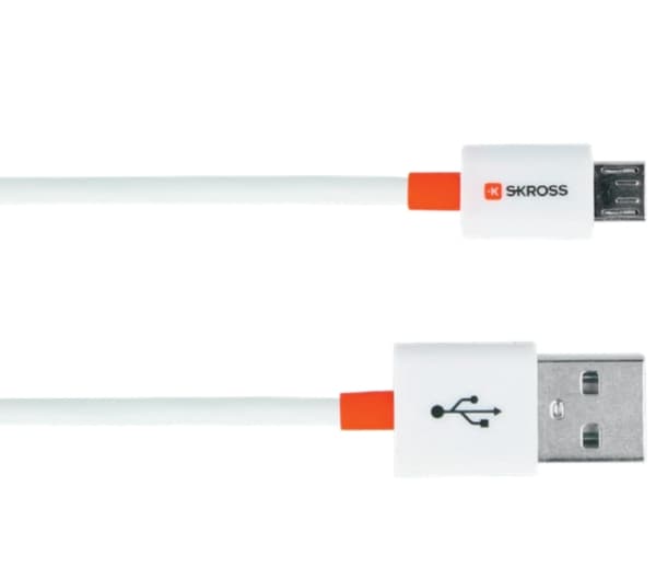 Skross 2.700202-E, 1 m, Micro-USB A, USB A, USB 2.0, Vit