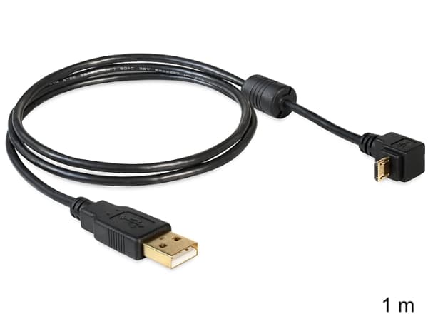 Delock - USB-kaapeli - USB (han) til Micro-USB Type B (han) - 1 m - 90° stikforbindelse