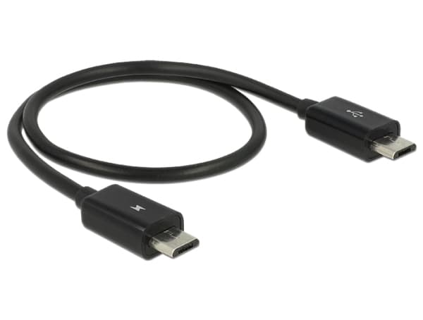 Delock Power Sharing Cable - USB-kabel - mikro-USB typ B (hane) till mikro-USB typ B (hane) - USB 2.0 OTG - 30 cm - svart