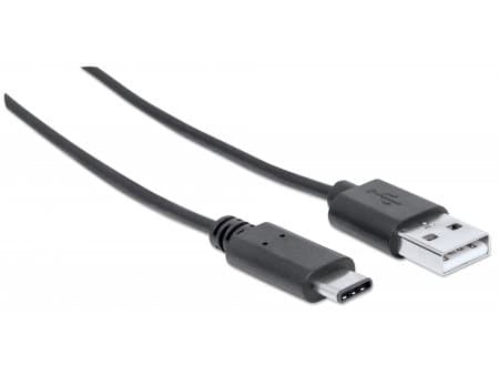 Manhattan 353298, 1 m, USB C, USB A, USB 2.0, Hane/Hane, Svart