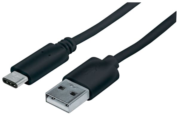 Manhattan 353298, 1 m, USB C, USB A, USB 2.0, Hane/Hane, Svart