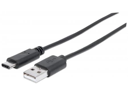 Manhattan 353298, 1 m, USB C, USB A, USB 2.0, Hane/Hane, Svart
