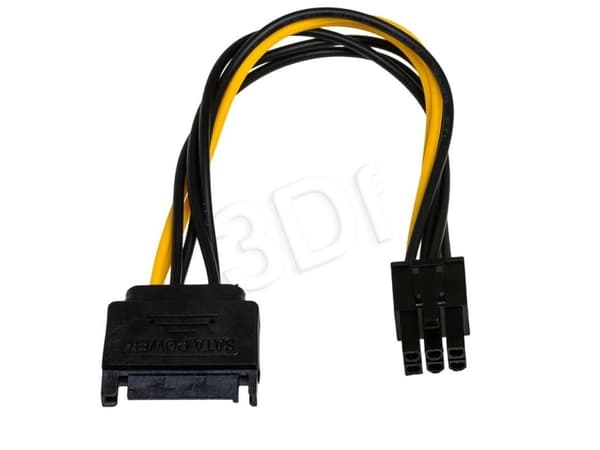 Akyga - Strömadapter - 6-stifts PCIe-ström (hona) till SATA-ström (hane) - 15 cm