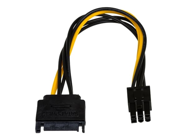 Akyga - Strömadapter - 6-stifts PCIe-ström (hona) till SATA-ström (hane) - 15 cm