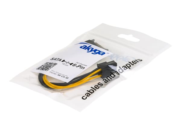 Akyga - Strömadapter - 6-stifts PCIe-ström (hona) till SATA-ström (hane) - 15 cm