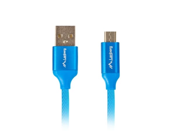 Lanberg - USB-kabel - USB (hane) till mikro-USB typ B (hane) - USB 2.0 - 1 m - blå