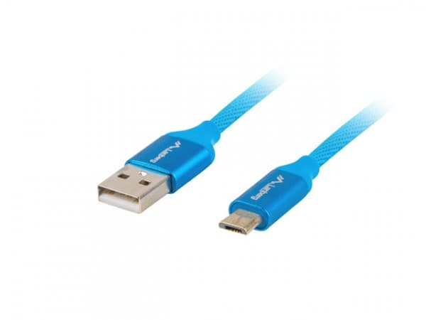 Lanberg - USB-kabel - USB (hane) till mikro-USB typ B (hane) - USB 2.0 - 1 m - blå