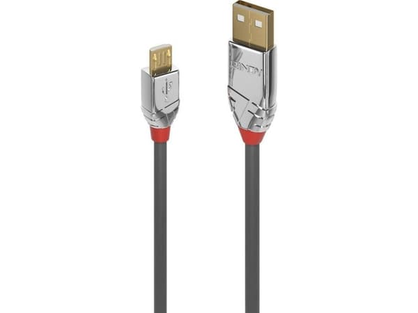 Lindy 36650, 0,5 m, USB A, Micro-USB B, USB 2.0, 0,48 Gbit/s, Grå