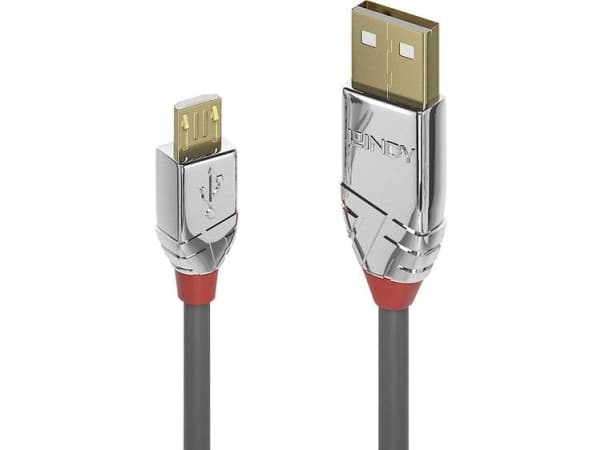 Lindy 36650, 0,5 m, USB A, Micro-USB B, USB 2.0, 0,48 Gbit/s, Grå
