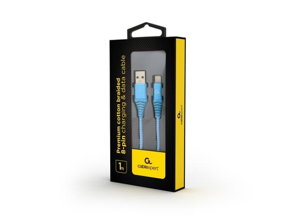 Cablexpert Premium - Lightning-kabel - USB hane till Lightning hane - 1 m - vit, turkosblå
