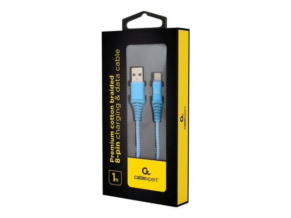 Cablexpert Premium - Lightning-kabel - USB hane till Lightning hane - 1 m - vit, turkosblå
