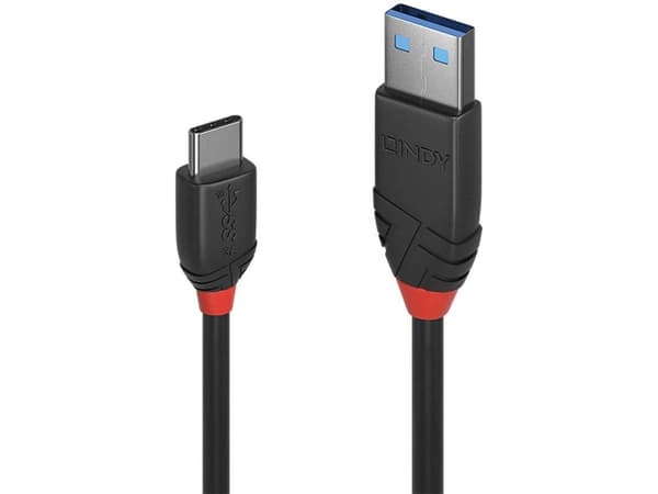 Lindy 36916, 1 m, USB A, USB C, USB 3.2 Gen 1 (3.1 Gen 1), 10 Gbit/s, Svart