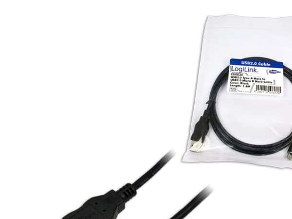 LogiLink - USB-kabel - USB (hane) till mikro-USB typ B (hane) - USB 2.0 - 1.8 m - svart