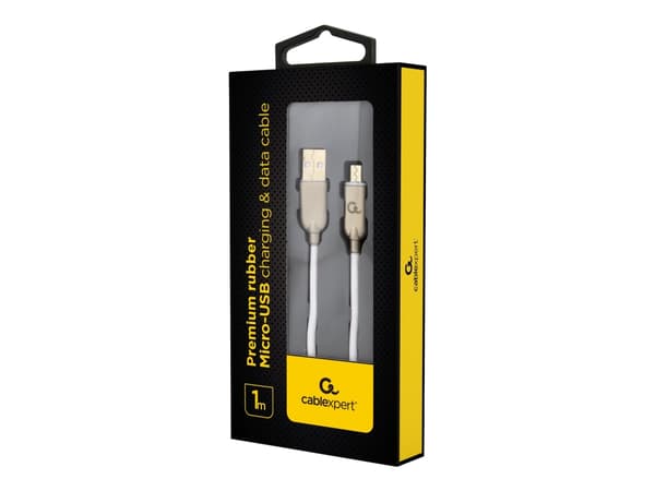 Cablexpert Premium - USB-kabel - mikro-USB typ B (hane) till USB (hane) - USB 2.0 - 2.1 A - 1 m - vit