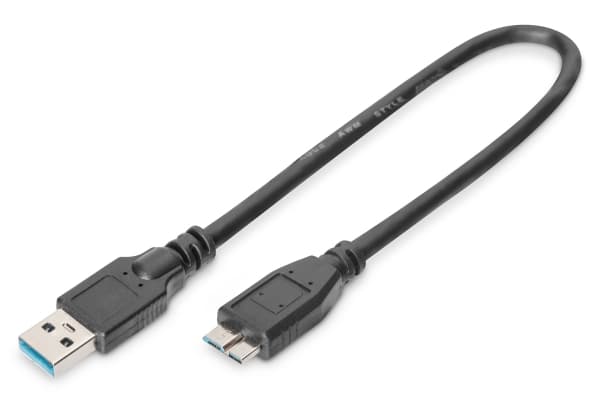 ASSMANN - USB-kaapeli - Micro-USB tyyppi B (uros) - USB tyyppi A (uros) - USB 3.0 - 25 cm - muotoiltu - musta