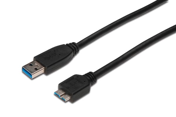 ASSMANN - USB-kaapeli - Micro-USB tyyppi B (uros) - USB tyyppi A (uros) - USB 3.0 - 25 cm - muotoiltu - musta