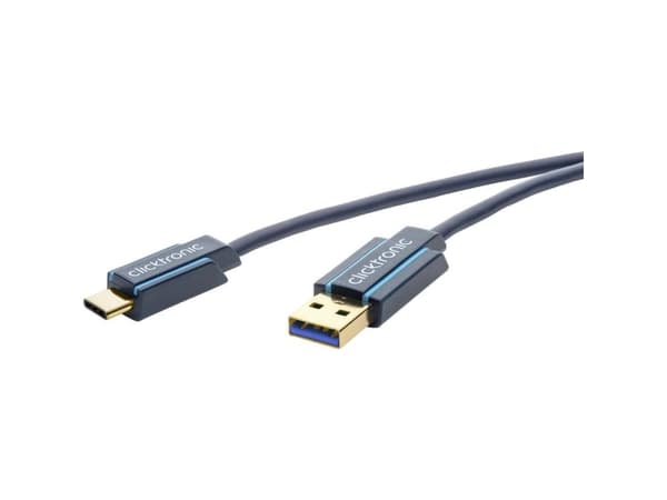 ClickTronic 45123, 0,5 m, USB C, USB A, USB 3.2 Gen 1 (3.1 Gen 1), Svart