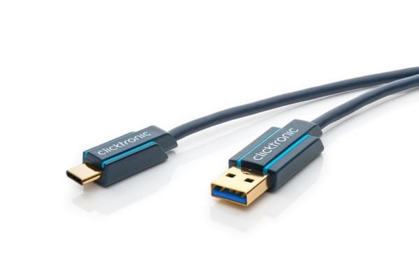ClickTronic 45123, 0,5 m, USB C, USB A, USB 3.2 Gen 1 (3.1 Gen 1), Svart