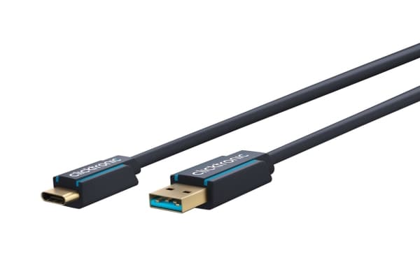 ClickTronic 45123, 0,5 m, USB C, USB A, USB 3.2 Gen 1 (3.1 Gen 1), Svart
