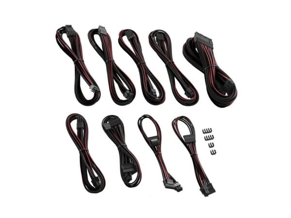 CableMod PRO Series ModMesh C-Series AXi, HXi & RM(Yellowlabel) Cable Kit - Strømkabelsett - formstøpt - svart, blodrød