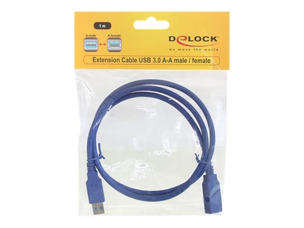 Delock - USB-förlängningskabel - USB (hane) till USB (hona) - USB 3.0 - 1 m