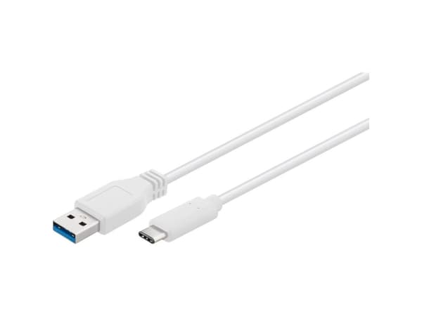 Goobay 67189, 0,2 m, USB A, USB C, USB 3.2 Gen 1 (3.1 Gen 1), Hane/Hane, Vit