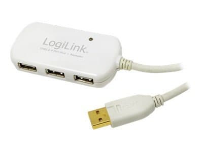 LogiLink USB 2.0 Hub 4-Port with repeater cable - Hubb - 4 x USB 2.0 - skrivbordsmodell
