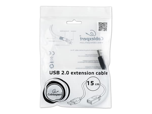 Cablexpert - USB-forlengelseskabel - USB (hunn) til USB (hann) - USB 2.0 - 15 cm - formstøpt - svart