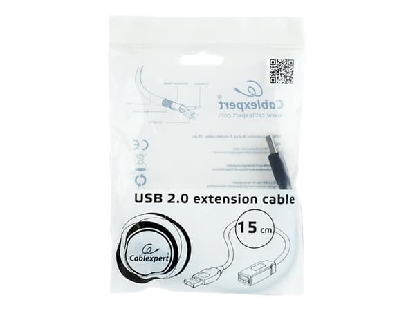 Cablexpert - USB-forlengelseskabel - USB (hunn) til USB (hann) - USB 2.0 - 15 cm - formstøpt - svart