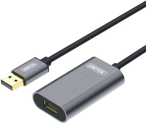 Unitek Y-274 - USB-forlengelseskabel - USB, power DC jack (hunn) til USB (hann) - USB 2.0 - 500 mA - 20 m