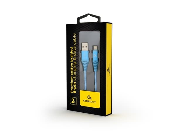 Cablexpert Premium - Lightning-kabel - USB hann til Lightning hann - 2 m - hvit, blå turkis