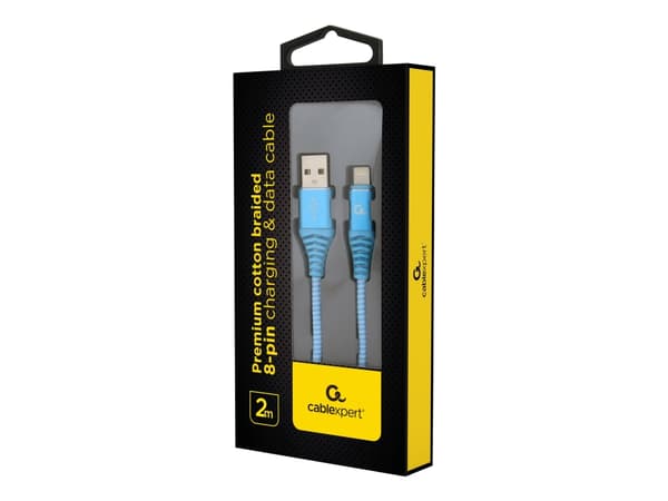 Cablexpert Premium - Lightning-kabel - USB hann til Lightning hann - 2 m - hvit, blå turkis