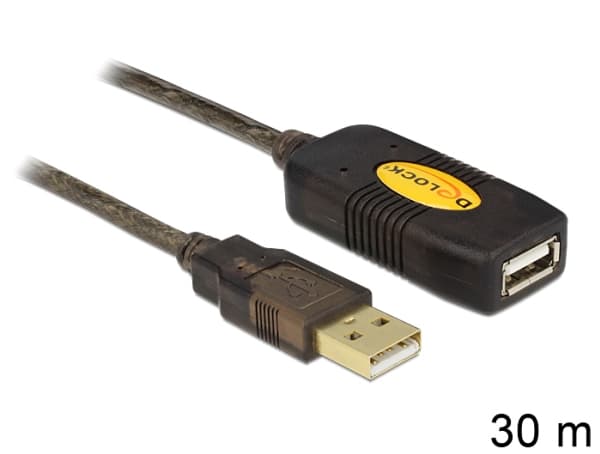 Delock Extension cable USB 2.0 - USB-förlängningskabel - USB (hane) till USB (hona) - 30 m - aktiv