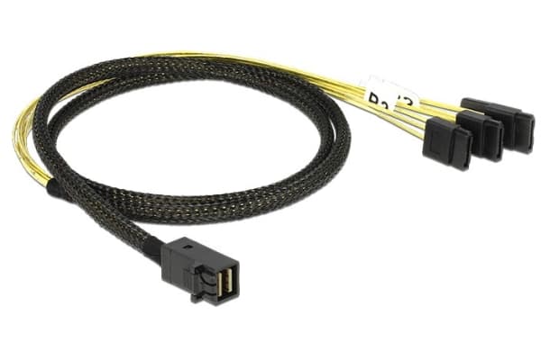 Delock - SATA/SAS-kabel - SAS 6Gbit/s - 4-vägs - 4x mini-SAS HD (SFF-8643) (hane) till SATA (hona) - 1 m - sprintlåsning