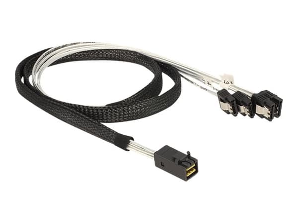 Delock - SATA/SAS-kabel - SAS 6Gbit/s - 4-vägs - 4x mini-SAS HD (SFF-8643) (hane) till SATA (hona) - 1 m - sprintlåsning