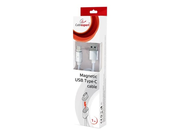Cablexpert - USB-kabel - USB (hane) till 24 pin USB-C (hane) avtagbart och magnetiskt - 1 m - silver