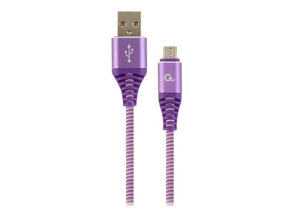 Cablexpert Premium - USB-kabel - Micro-USB Type B (hane) till USB (hane) - USB 2.0 - 2.1 A - 1 m - vit, lila
