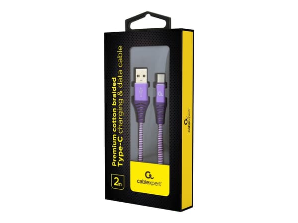 Gembird CC-USB2B-AMCM-2M-PW, 2 m, USB A, USB C, USB 2.0, 480 Mbit/s, Violetti, Valkoinen