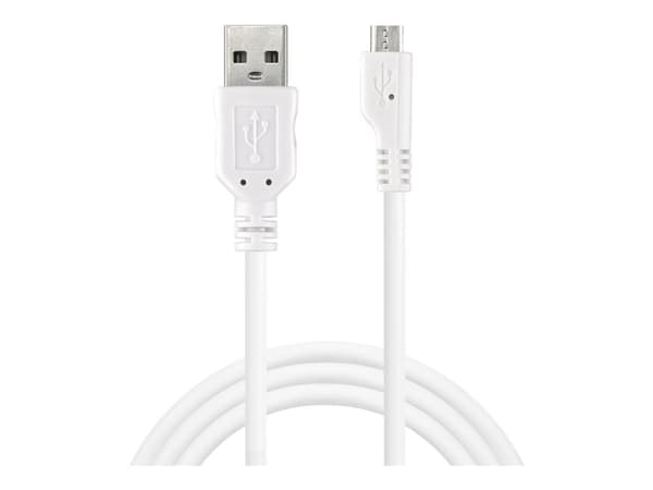 Sandberg MicroUSB Sync/Charge Cable 1m, 1 m, USB A, Micro-USB B, USB 2.0, Uros/uros, Valkoinen